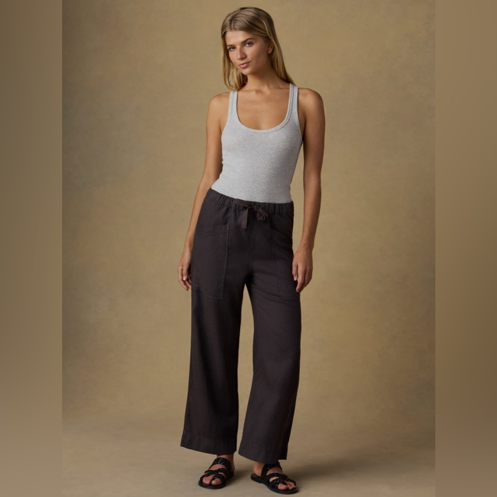 FAHERTY $168 TOPANGA DRAPE ANKLE PANT * WASHED BLACK